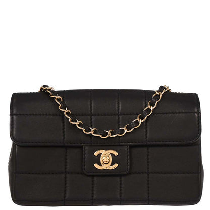 Chanel 2002-2003 Black Lambskin Choco Bar Shoulder Bag
