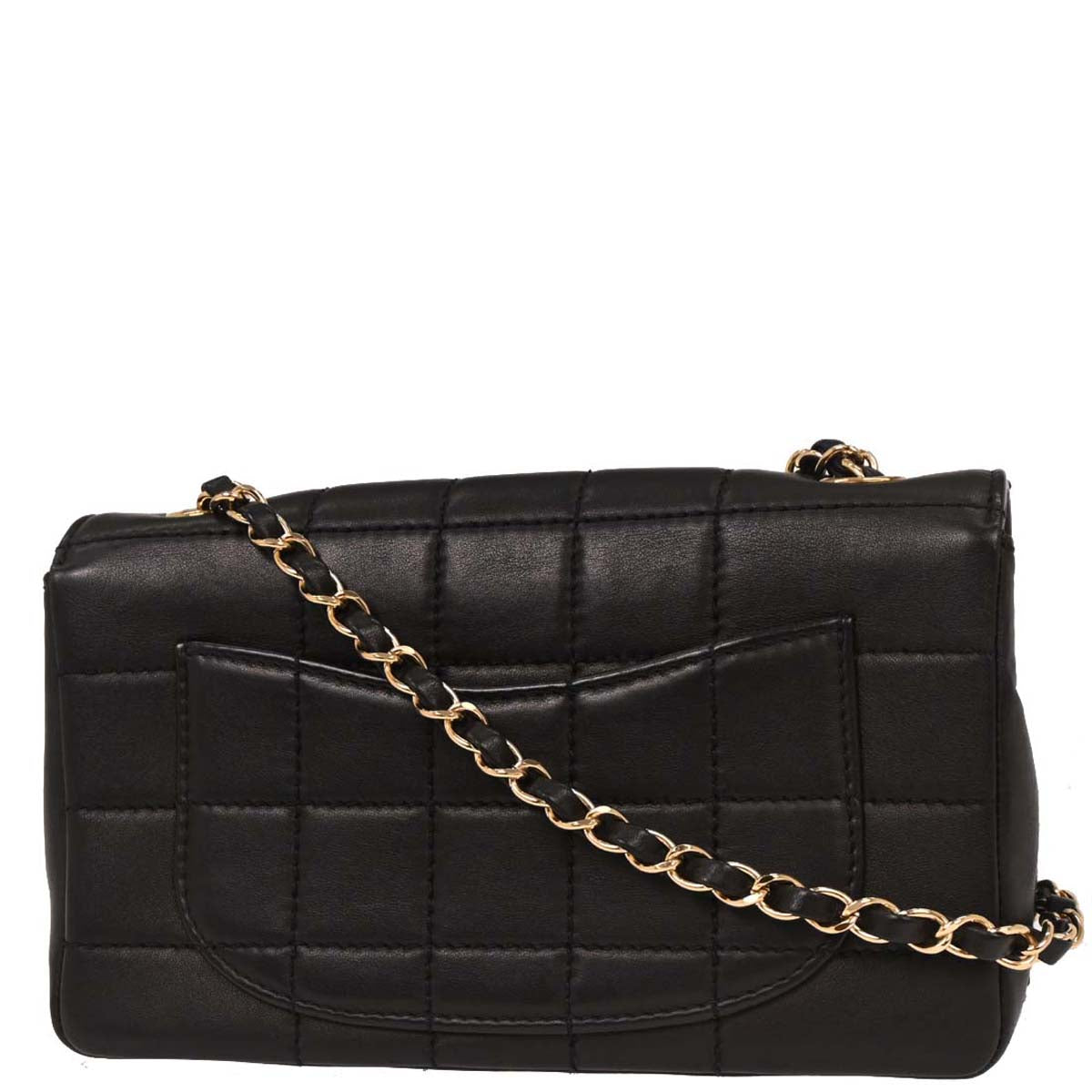 Chanel 2002-2003 Black Lambskin Choco Bar Shoulder Bag