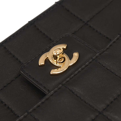 Chanel 2002-2003 Black Lambskin Choco Bar Shoulder Bag