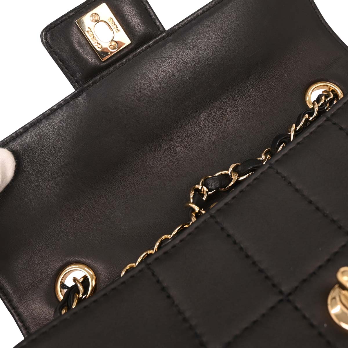 Chanel 2002-2003 Black Lambskin Choco Bar Shoulder Bag