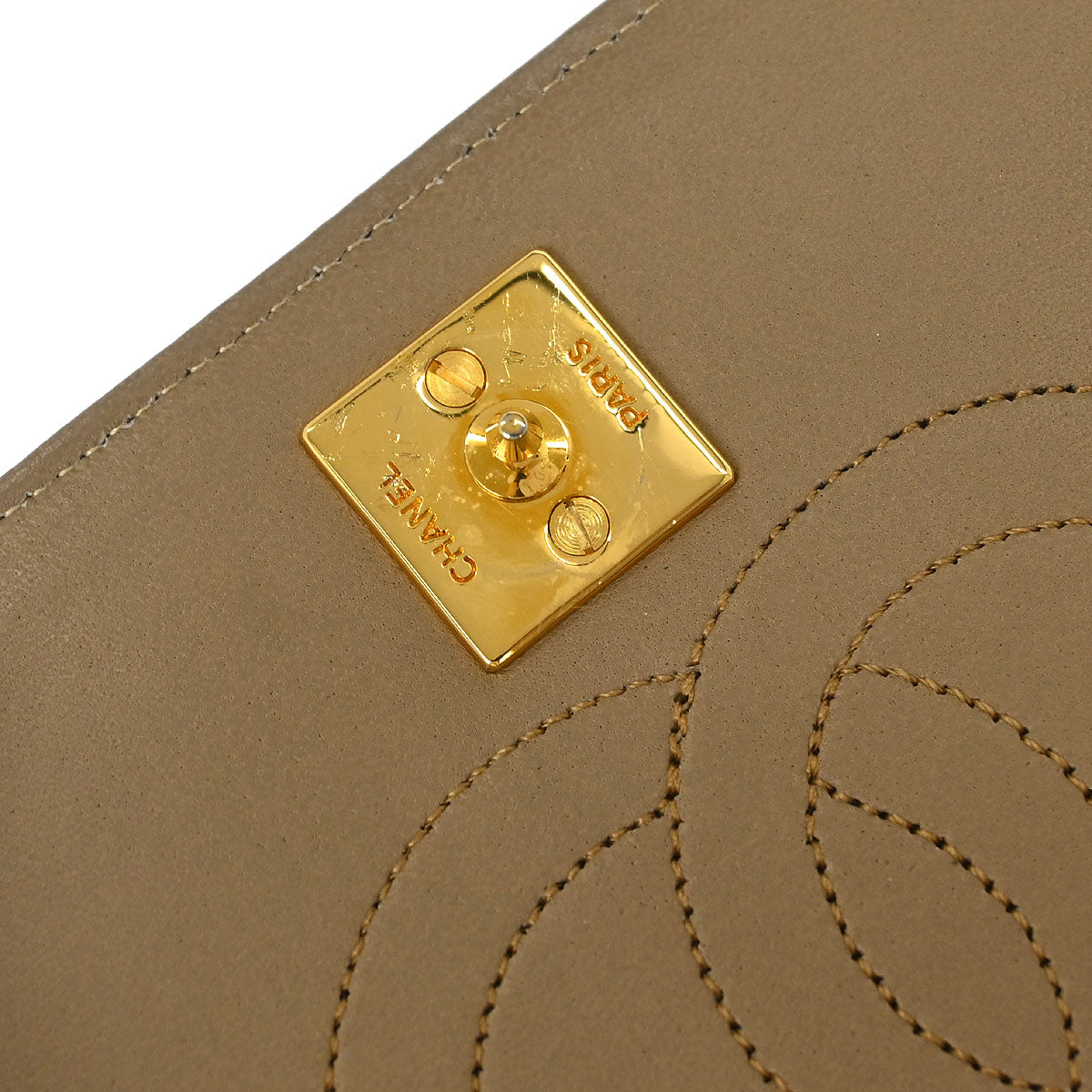 Chanel * Beige Lizard Pushlock Mini Full Flap Shoulder Bag
