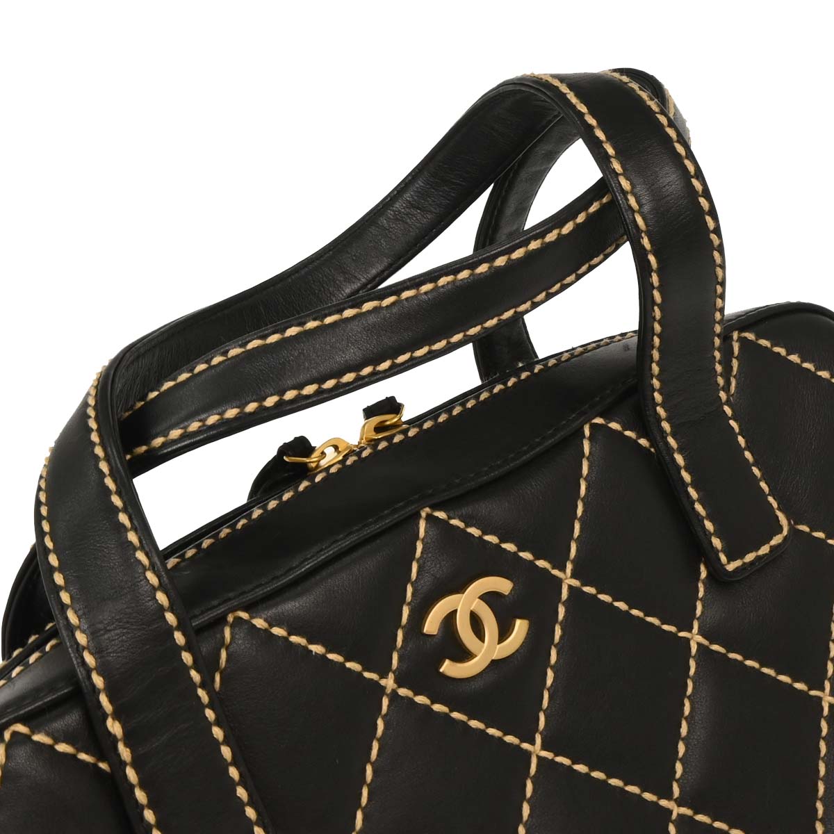 Chanel 2005-2006 Black Calfskin Wild Stitch Handbag