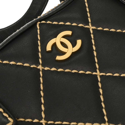 Chanel 2005-2006 Black Calfskin Wild Stitch Handbag