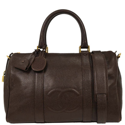 Chanel 1994-1996 Brown Caviar 2way Shoulder Handbag