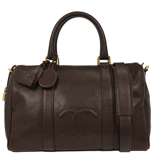 Chanel 1994-1996 Brown Caviar 2way Shoulder Handbag
