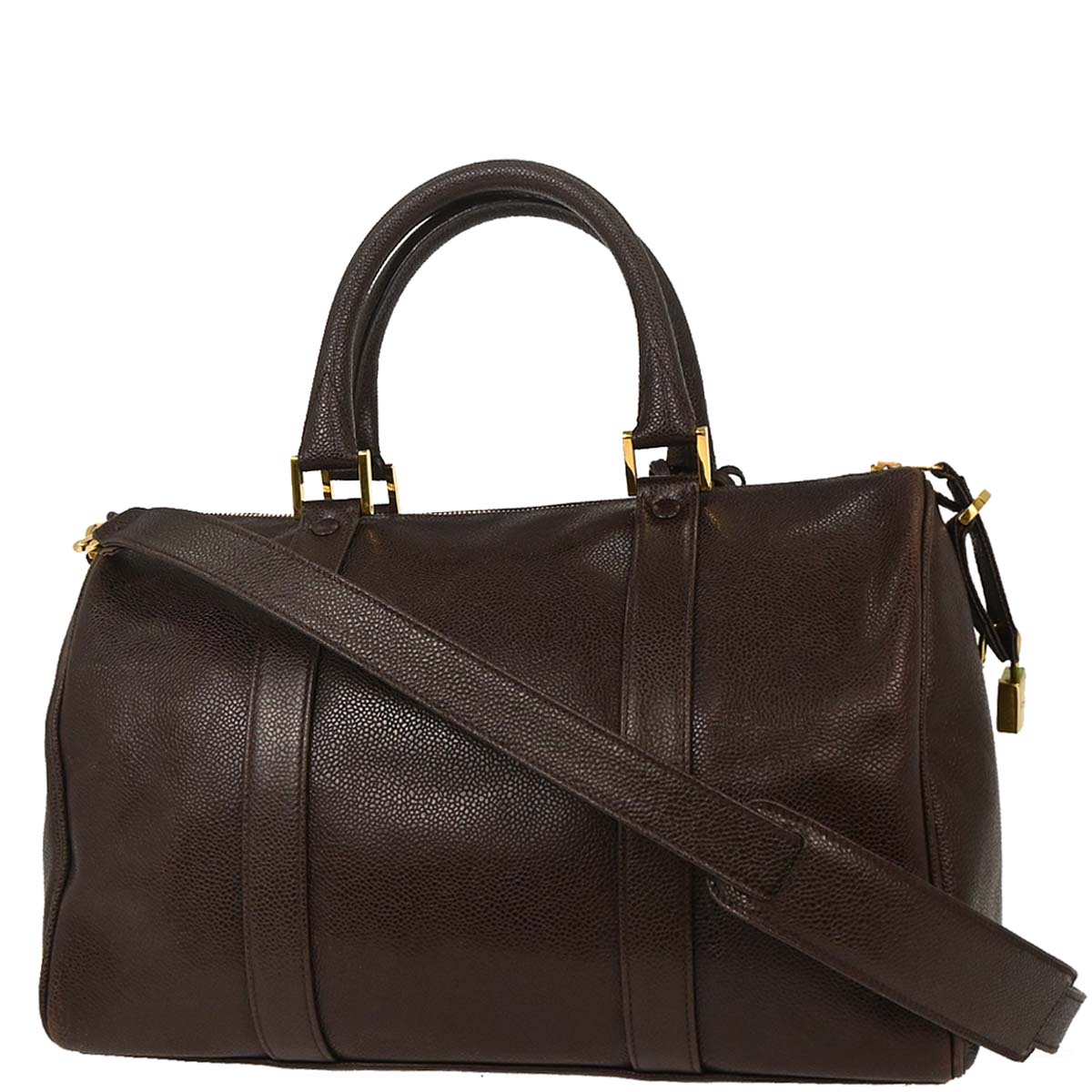 Chanel 1994-1996 Brown Caviar 2way Shoulder Handbag