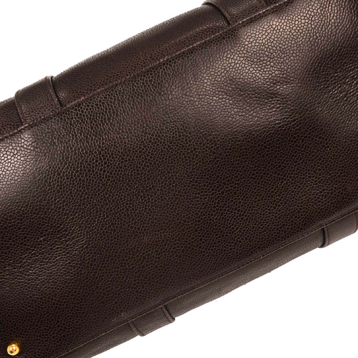 Chanel 1994-1996 Brown Caviar 2way Shoulder Handbag