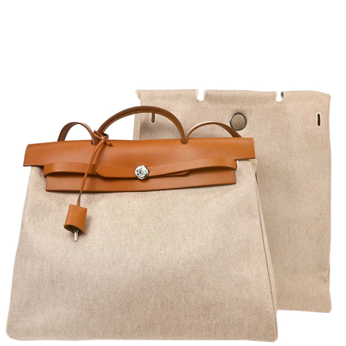 Hermes Natural Toile H Herbag MM 2 in 1 2way Shoulder Handbag