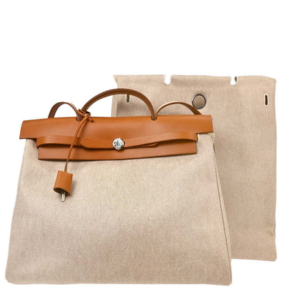 Hermes Natural Toile H Herbag MM 2 in 1 2way Shoulder Handbag