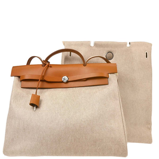 Hermes Natural Toile H Herbag MM 2 in 1 2way Shoulder Handbag