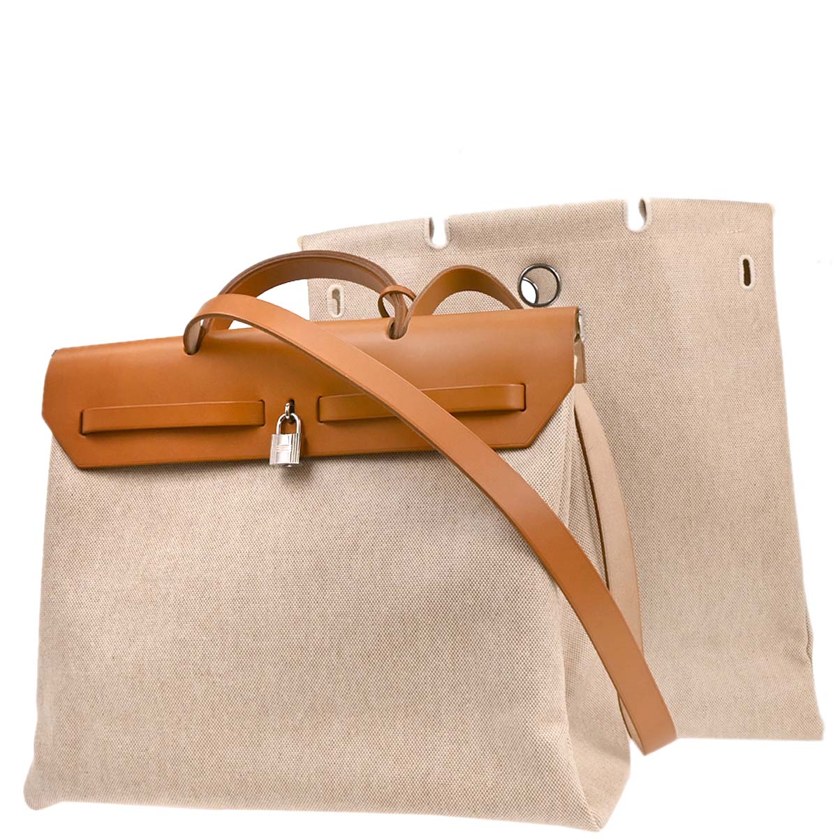 Hermes Natural Toile H Herbag MM 2 in 1 2way Shoulder Handbag