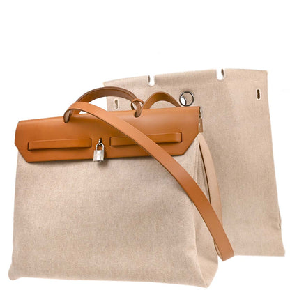 Hermes Natural Toile H Herbag MM 2 in 1 2way Shoulder Handbag