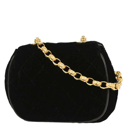 Chanel 1991-1994 Black Velvet Shoulder Bag
