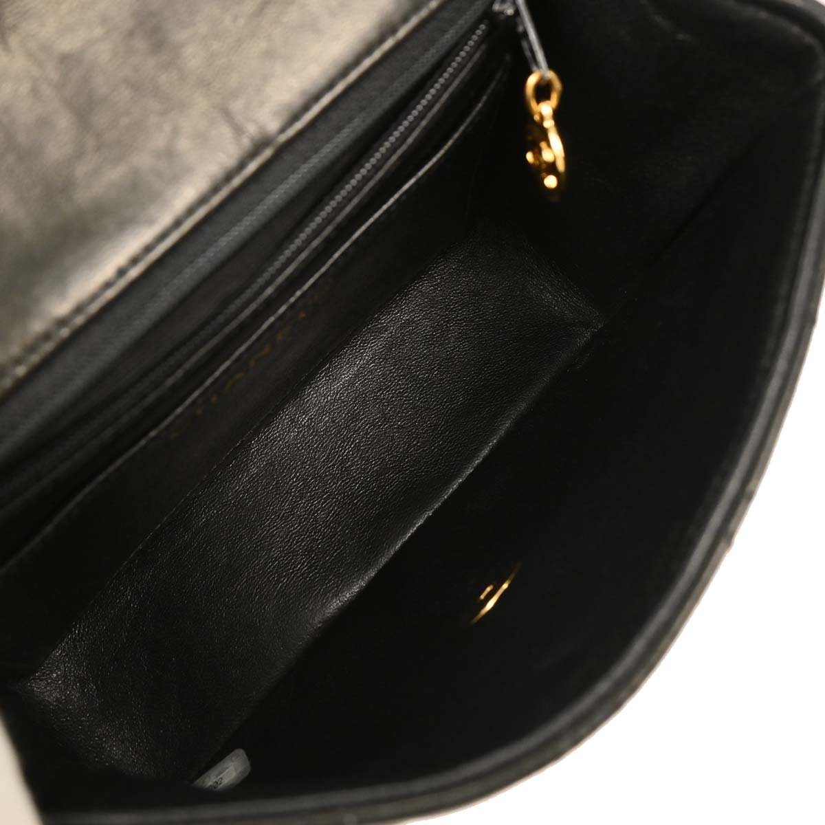Chanel 1996-1997 Black Lambskin Mini Classic Square Flap Shoulder Bag