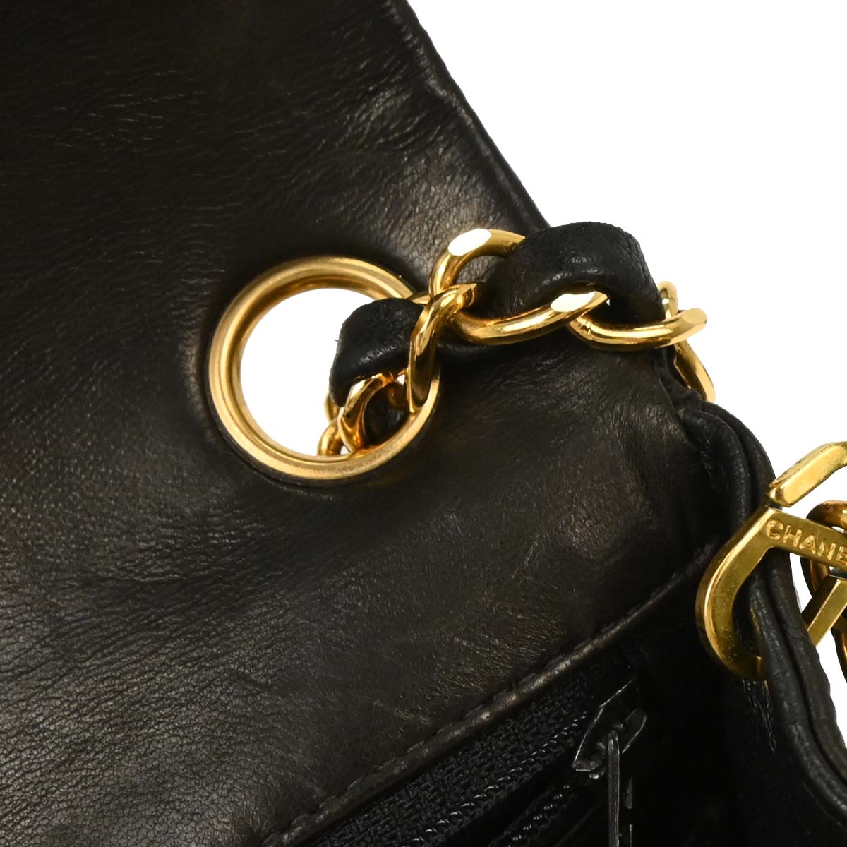 Chanel 1996-1997 Black Lambskin Mini Classic Square Flap Shoulder Bag