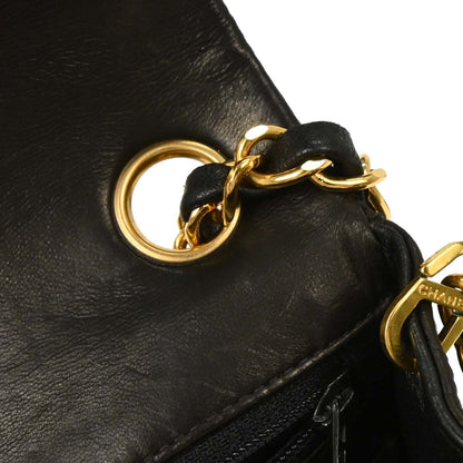 Chanel 1996-1997 Black Lambskin Mini Classic Square Flap Shoulder Bag