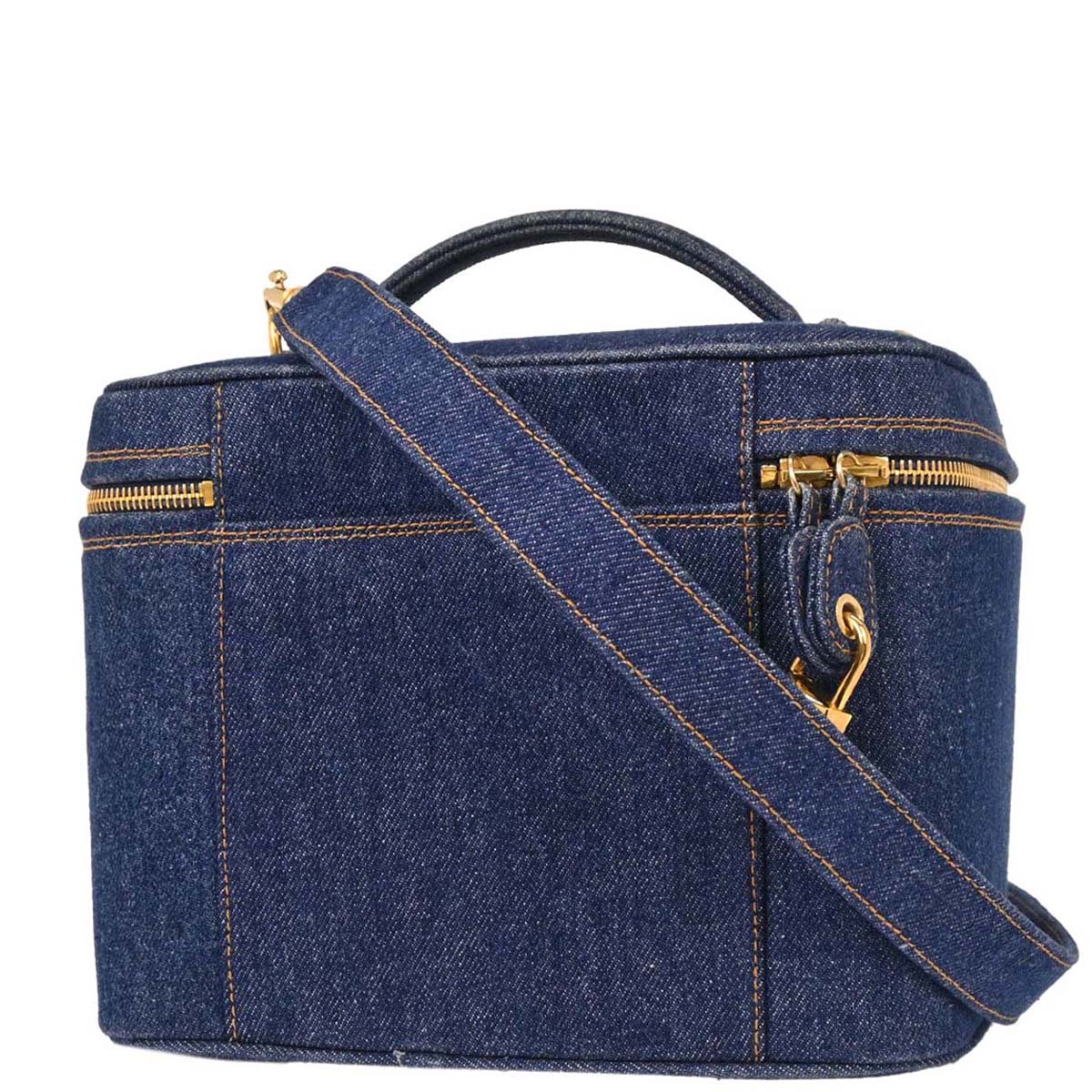 Chanel 1996-1997 Blue Denim Vanity 2way Shoulder Handbag