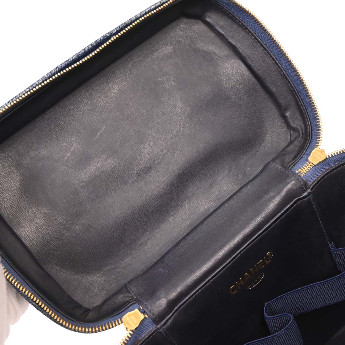 Chanel 1996-1997 Blue Denim Vanity 2way Shoulder Handbag