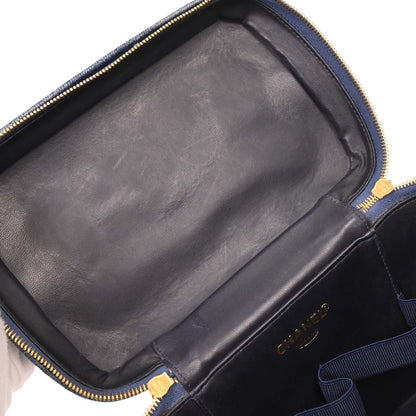 Chanel 1996-1997 Blue Denim Vanity 2way Shoulder Handbag