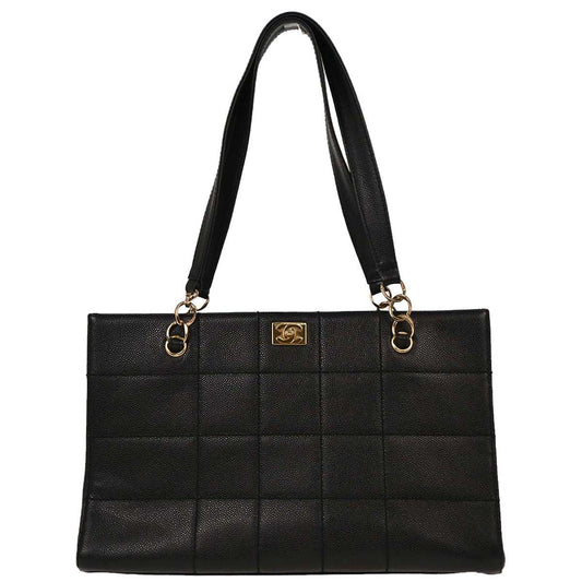 Chanel 2002-2003 Black Caviar Choco Bar Tote Handbag