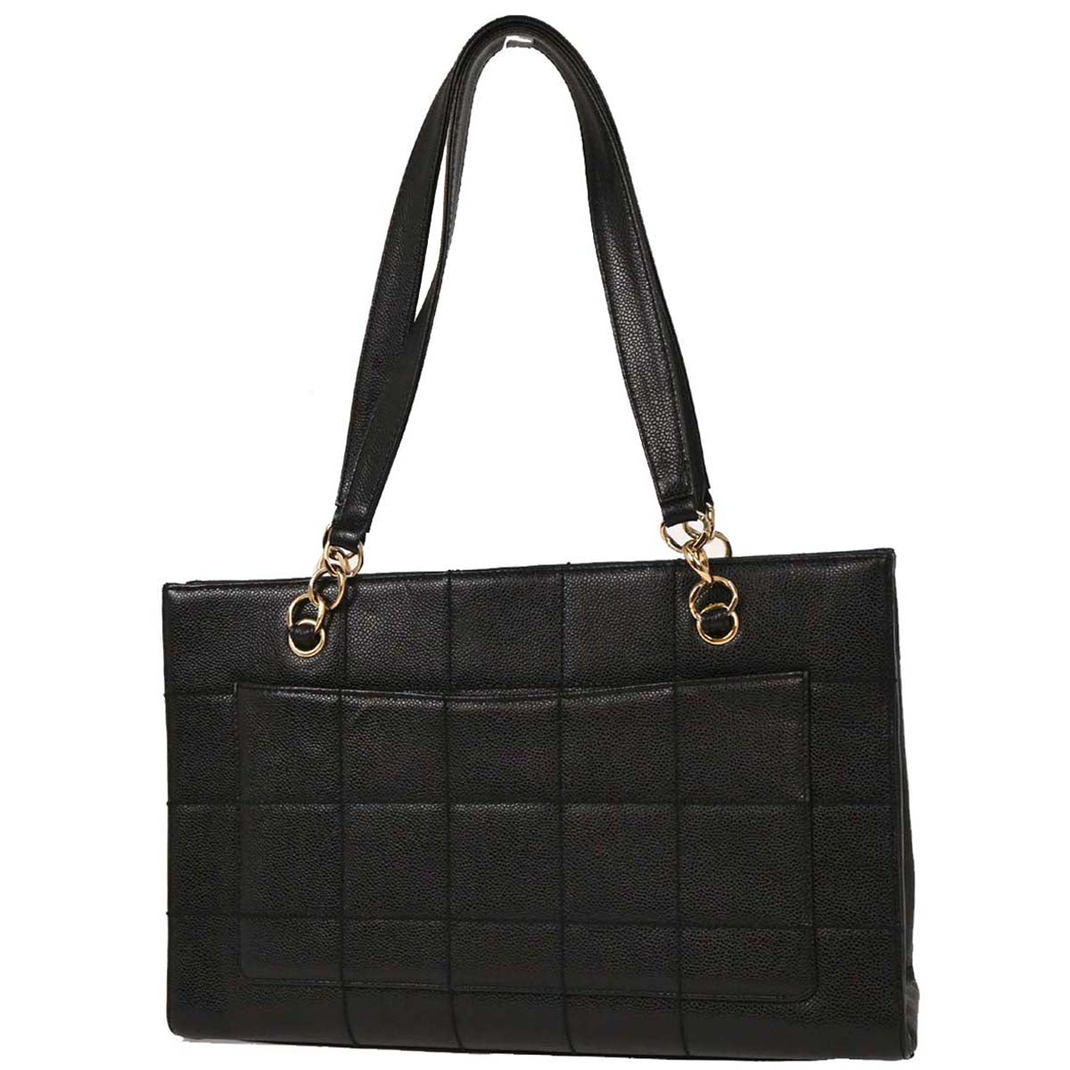 Chanel 2002-2003 Black Caviar Choco Bar Tote Handbag