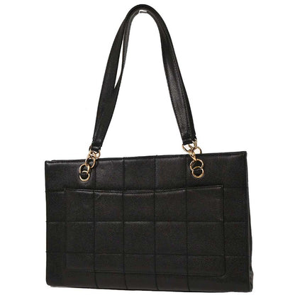 Chanel 2002-2003 Black Caviar Choco Bar Tote Handbag