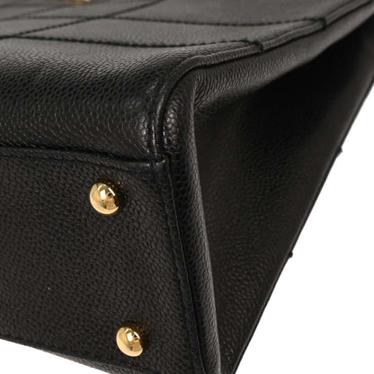 Chanel 2002-2003 Black Caviar Choco Bar Tote Handbag