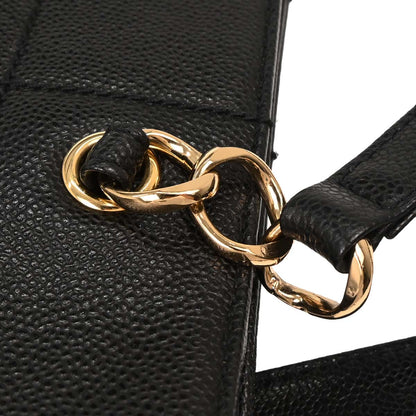 Chanel 2002-2003 Black Caviar Choco Bar Tote Handbag