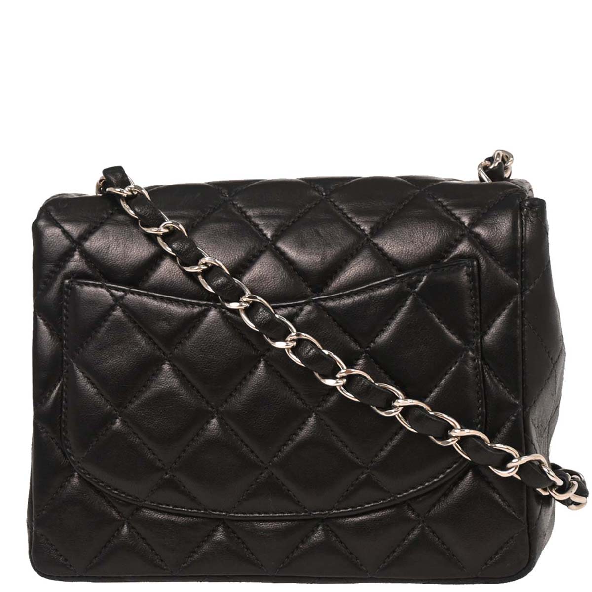 Chanel 2000-2001 Black Lambskin Mini Classic Square Flap Shoulder Bag