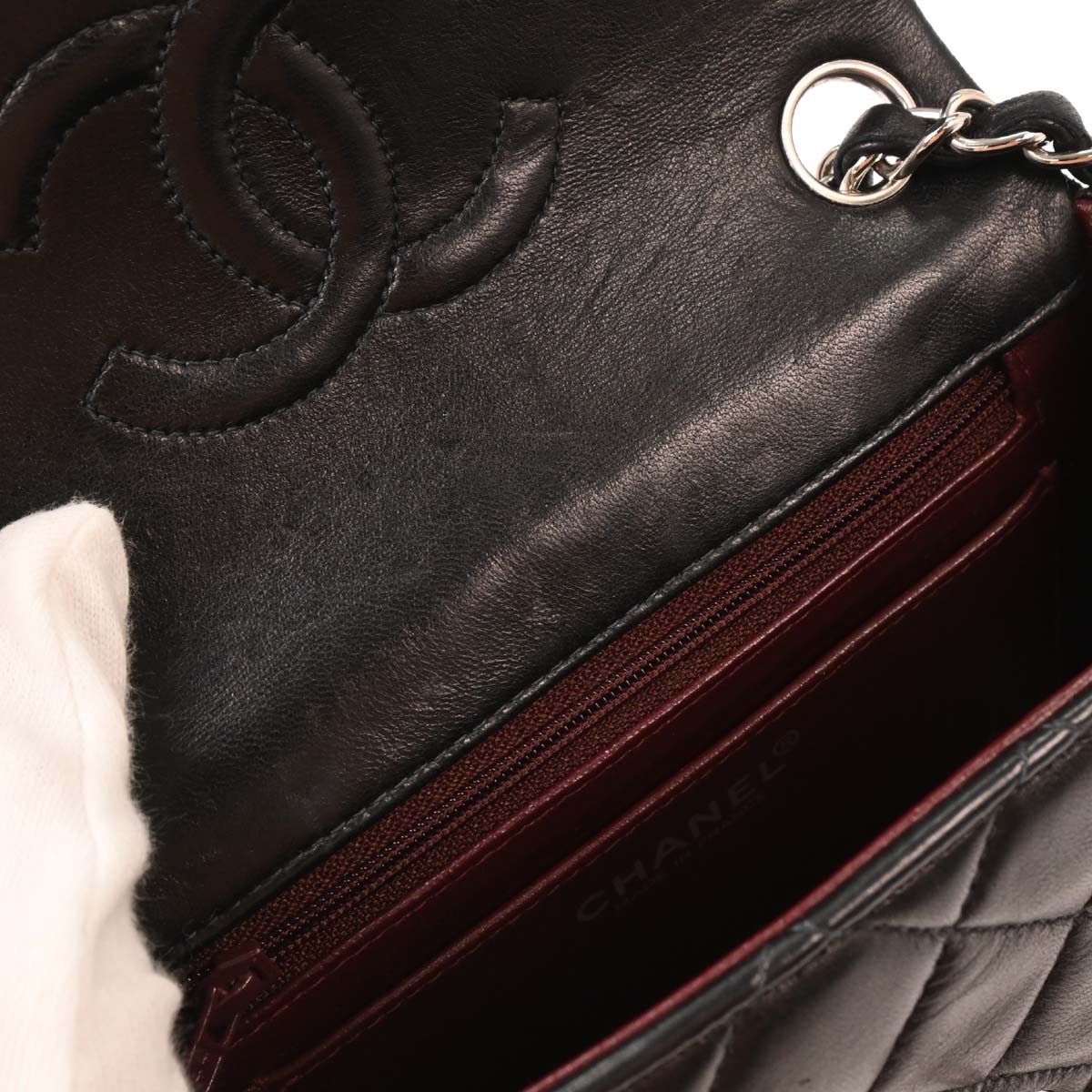 Chanel 2000-2001 Black Lambskin Mini Classic Square Flap Shoulder Bag
