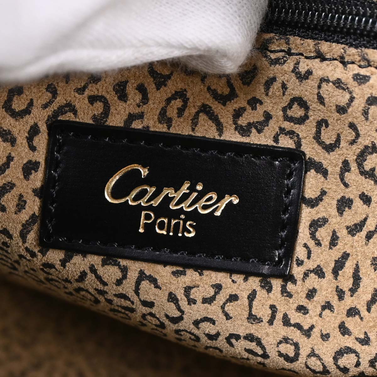 Cartier Black Leather Panthere 2way Shoulder Handbag