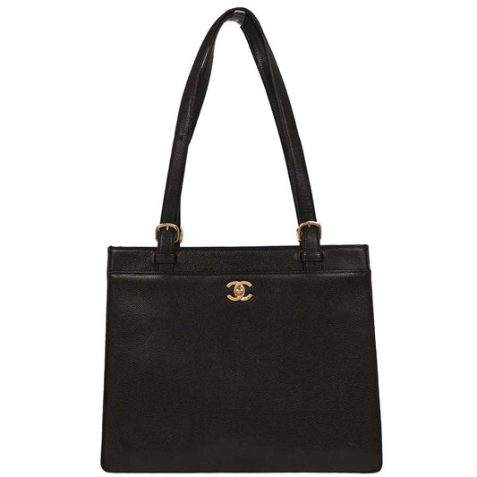 Chanel 1997-1999 Black Caviar Tote Handbag