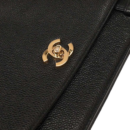 Chanel 1997-1999 Black Caviar Tote Handbag