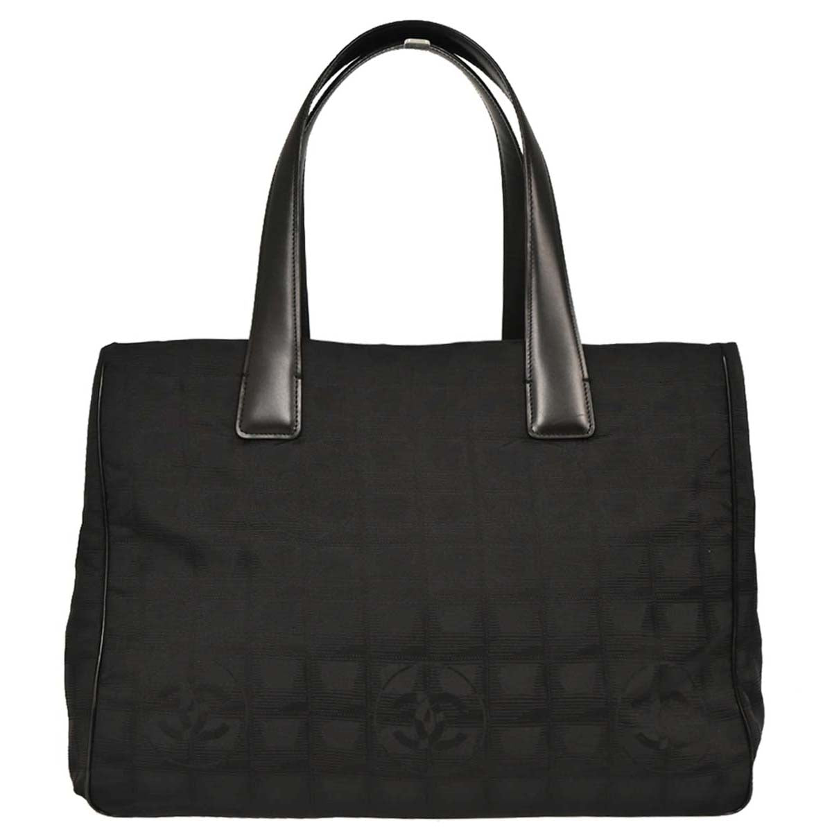 Chanel 2005-2006 Black Jacquard Nylon Travel Line Tote Handbag