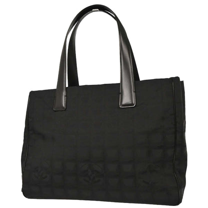 Chanel 2005-2006 Black Jacquard Nylon Travel Line Tote Handbag