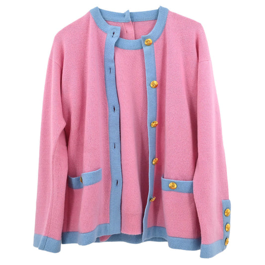 Chanel Ensemble Cardigan Short Sleeve Top Pink #40 #36