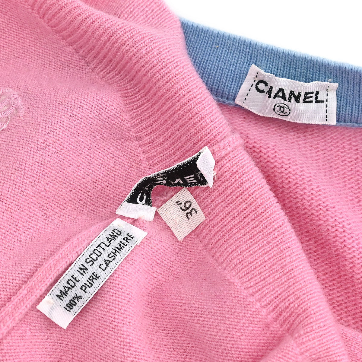 Chanel Ensemble Cardigan Short Sleeve Top Pink #40 #36