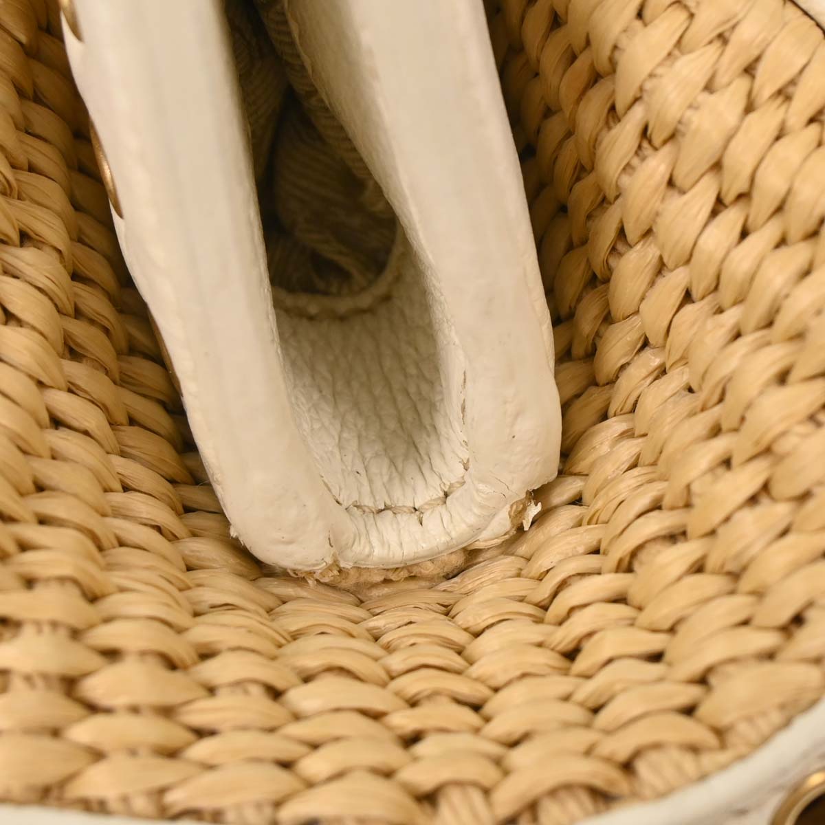 Prada White Beige Straw Handbag