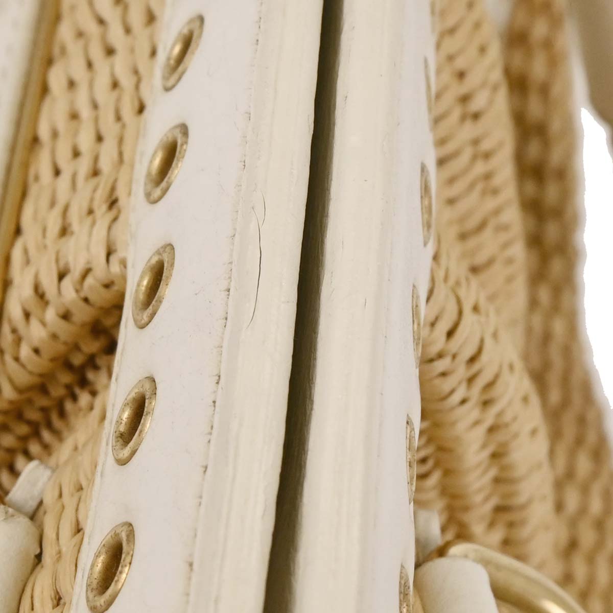 Prada White Beige Straw Handbag