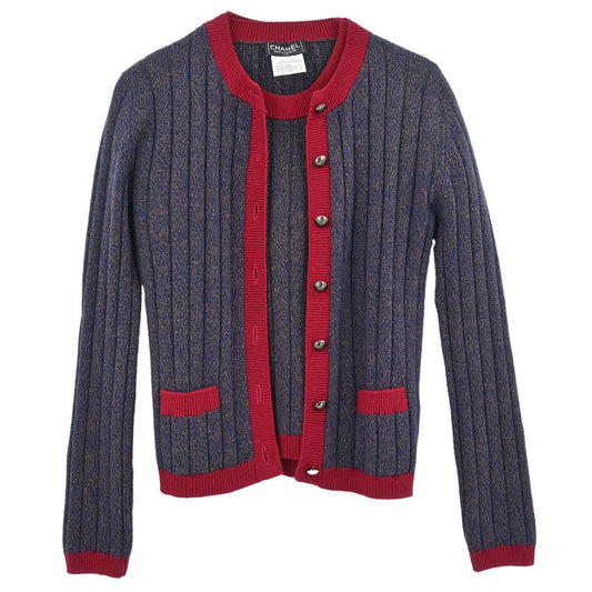 Chanel Ensemble Cardigan Top Navy #36