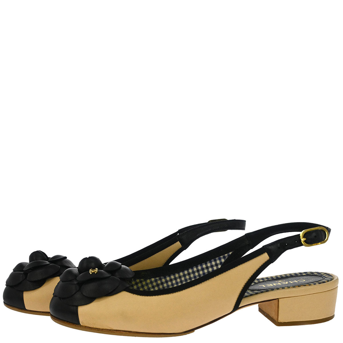 Chanel * Black Leather Shoes Sandals #36 1/2