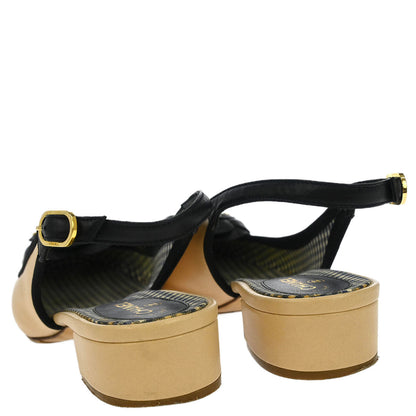 Chanel * Black Leather Shoes Sandals #36 1/2
