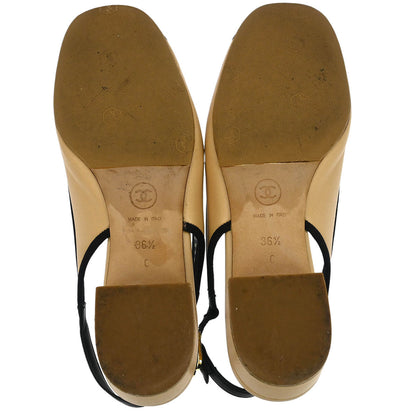 Chanel * Black Leather Shoes Sandals #36 1/2
