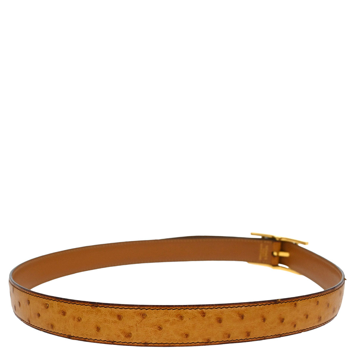 Hermes * Brown Ostrich Belt #85 Small Good