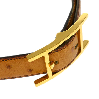 Hermes * Brown Ostrich Belt #85 Small Good