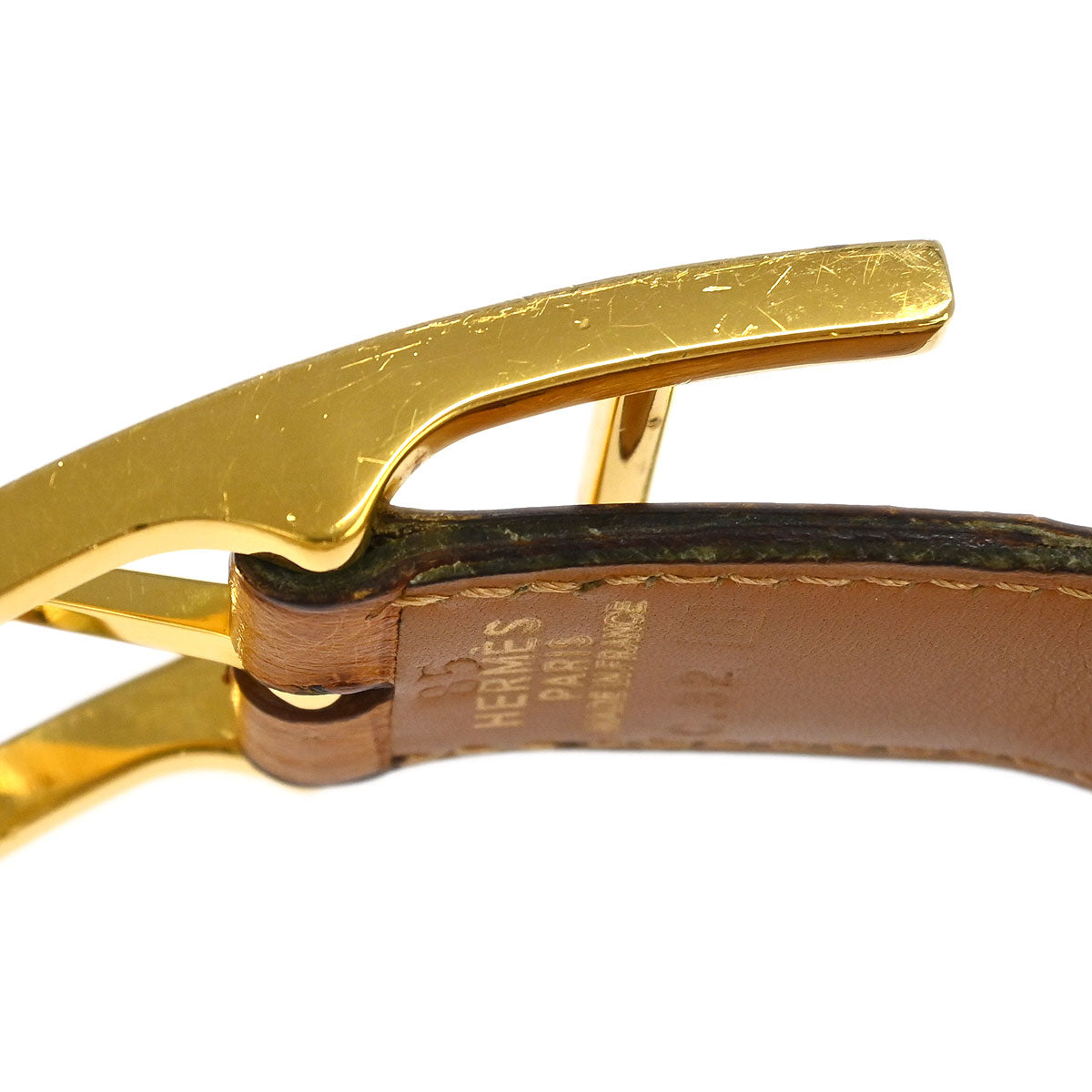 Hermes * Brown Ostrich Belt #85 Small Good