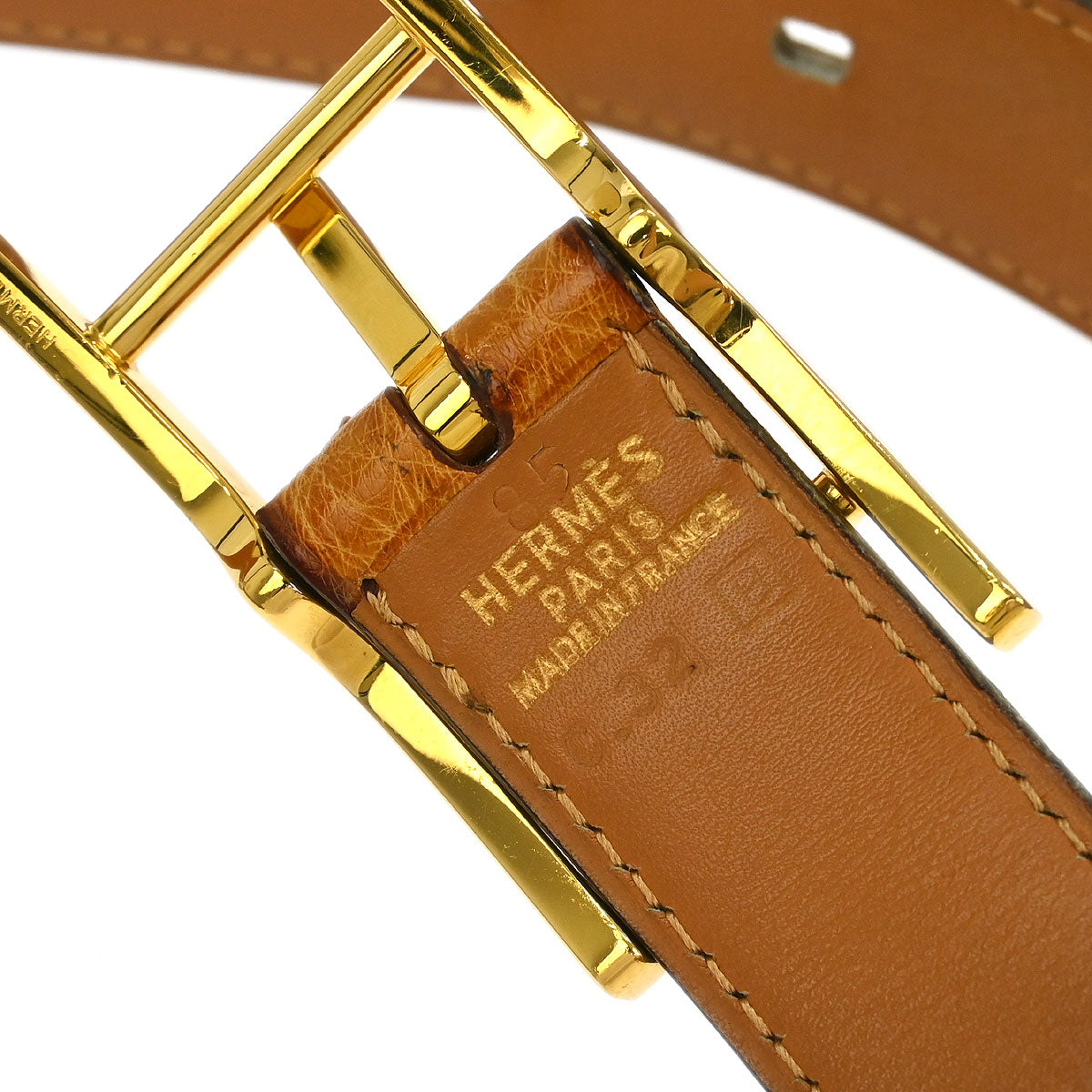 Hermes * Brown Ostrich Belt #85 Small Good