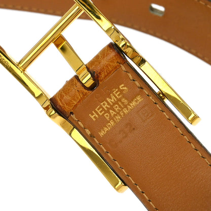 Hermes * Brown Ostrich Belt #85 Small Good