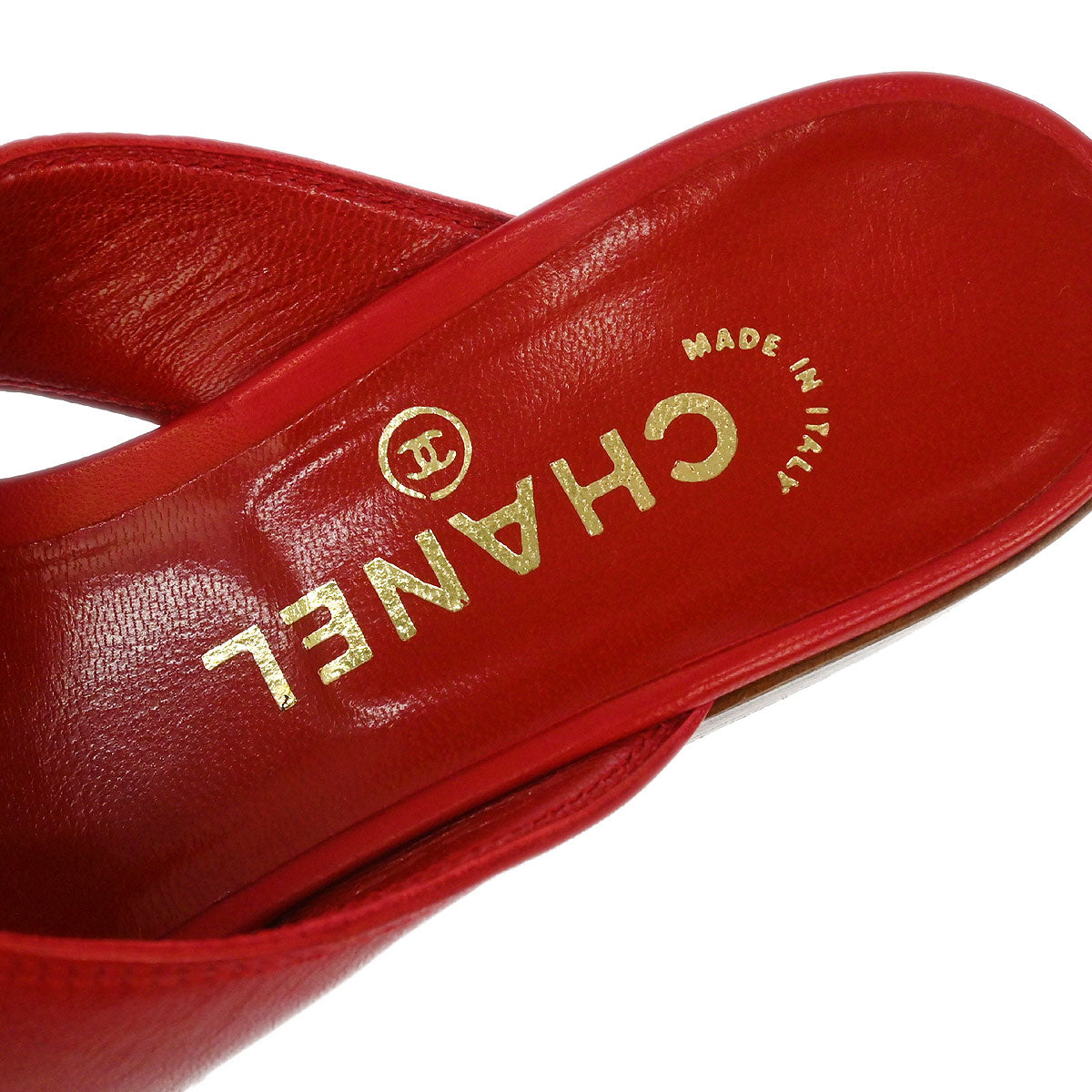 Chanel * Red Leather Shoes Sandals #36
