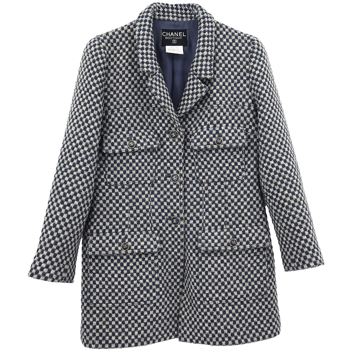Chanel Single Breasted Jacket Navy #40